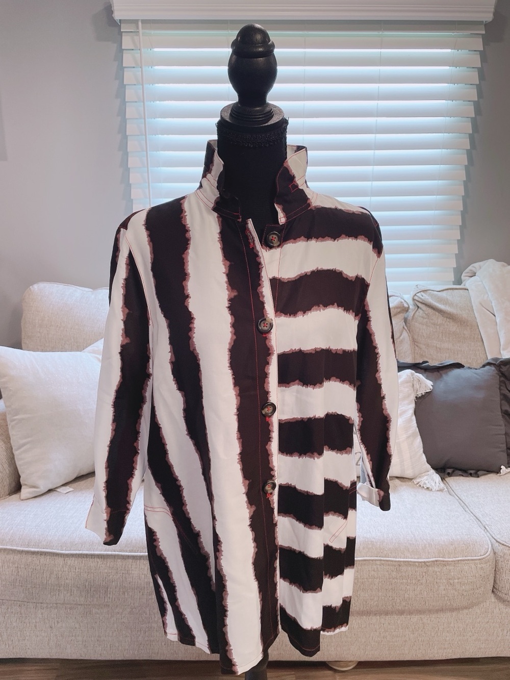 Lior Demi Blouse Black & White & Red Size M